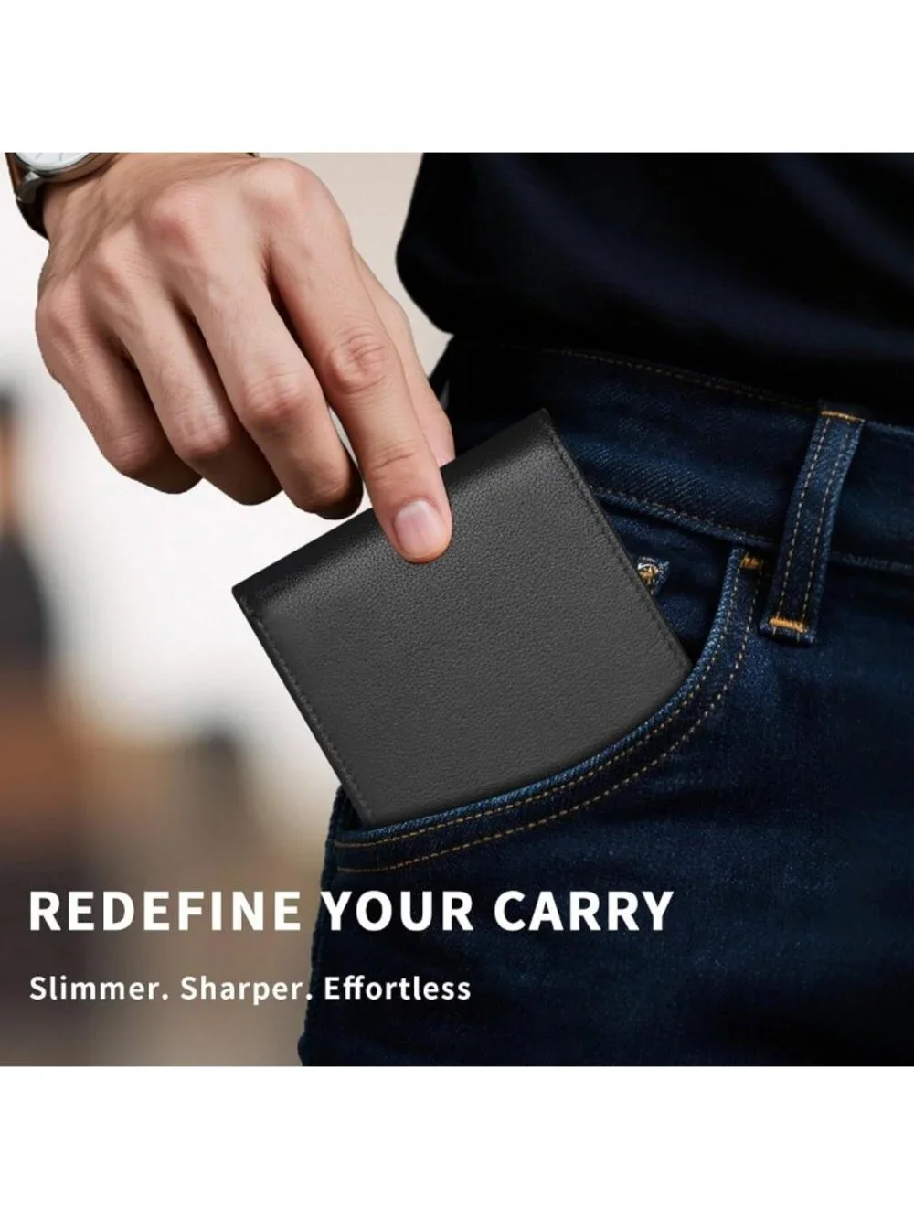 Genuine Leather Bifold Wallet for Men - RFID Blocking, Slim Design, 10 Card